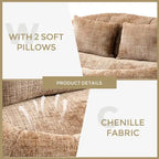 Coffee Modern 59 Chenille Loveseat Chaise Lounge Chair