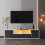 Gray 62.99 TV Stand with LED Lights, Cabinets, and Open Shelves for TVs Up to 65