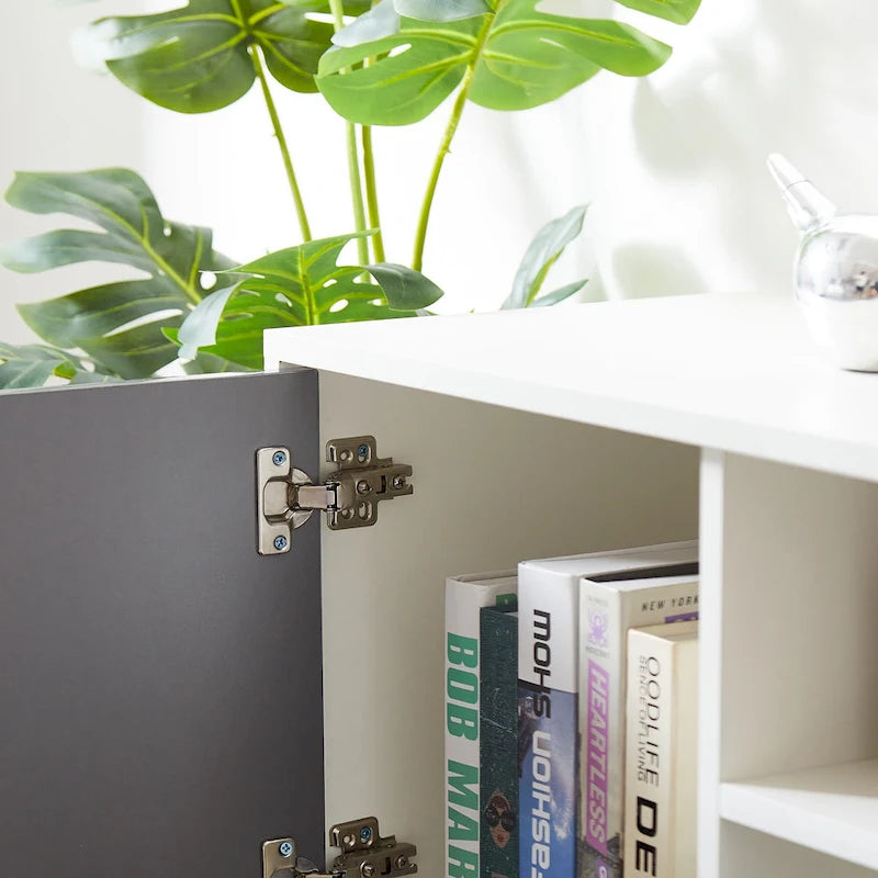 Gray 62.99 TV Stand with LED Lights, Cabinets, and Open Shelves for TVs Up to 65