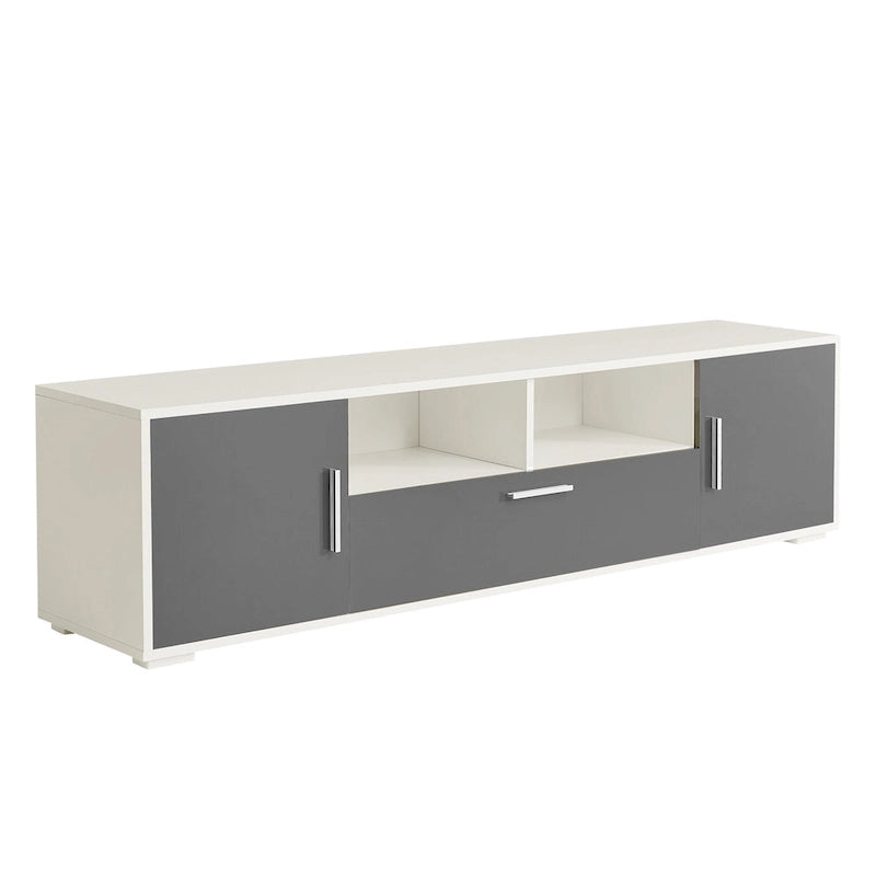 Gray 62.99 TV Stand with LED Lights, Cabinets, and Open Shelves for TVs Up to 65