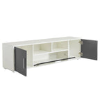 Gray 62.99 TV Stand with LED Lights, Cabinets, and Open Shelves for TVs Up to 65