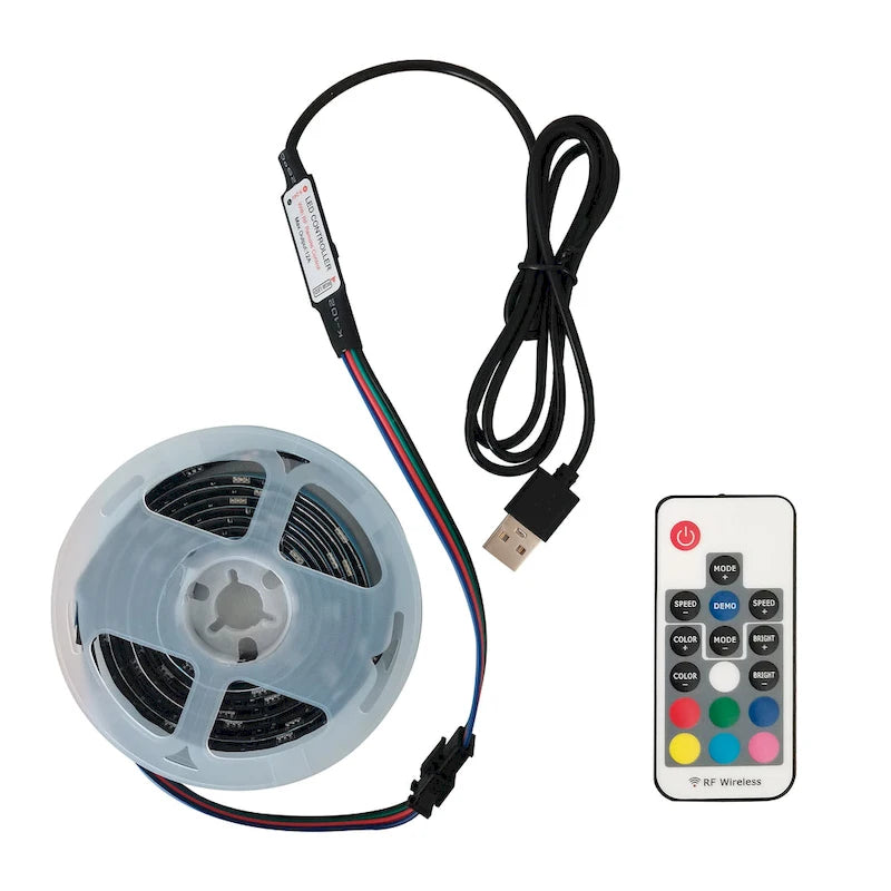 Gray 62.99 TV Stand with LED Lights, Cabinets, and Open Shelves for TVs Up to 65