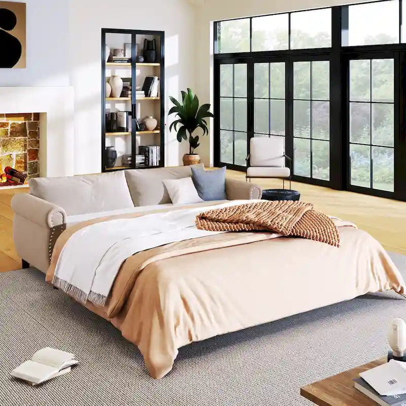 80.7 Pull-Out Sleeper Sofa Bed with Foam Mattress