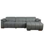 Wall-Hugger Reclining Sofa Modern Electric Control Genuine Leather L Shaped Couch, Seating Furniture with USB Port