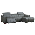 Wall-Hugger Reclining Sofa Modern Electric Control Genuine Leather L Shaped Couch, Seating Furniture with USB Port