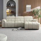 Wall-Hugger Reclining Sofa Modern Electric Control Genuine Leather L Shaped Couch, Seating Furniture with USB Port