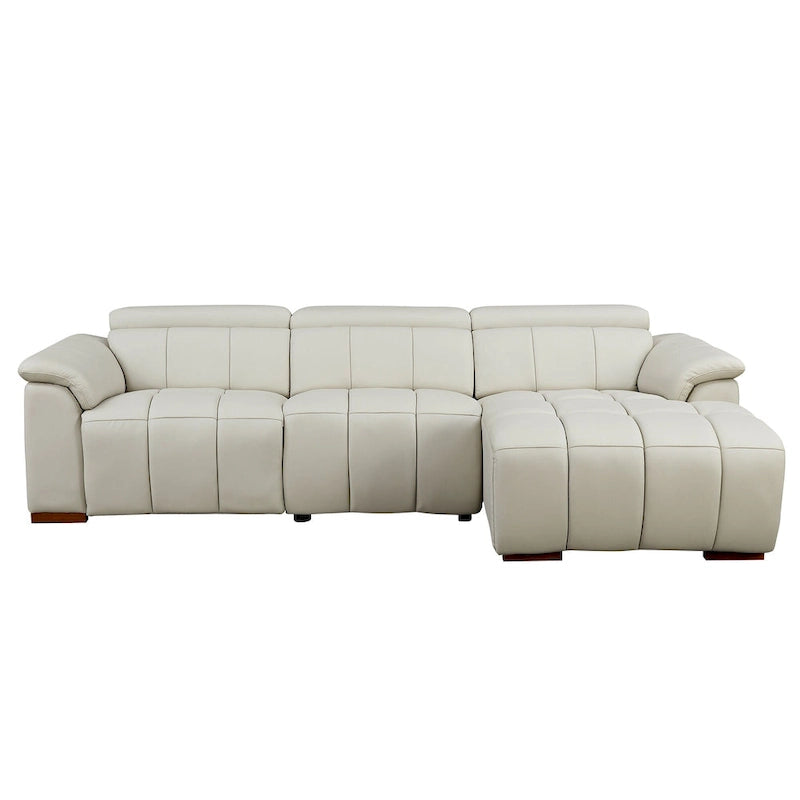 Wall-Hugger Reclining Sofa Modern Electric Control Genuine Leather L Shaped Couch, Seating Furniture with USB Port