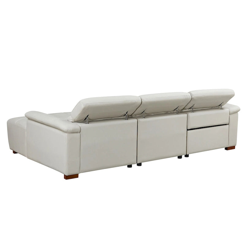 Wall-Hugger Reclining Sofa Modern Electric Control Genuine Leather L Shaped Couch, Seating Furniture with USB Port