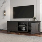 Black 70.08 TV Stand with Doors & Open Compartments for 60 TVs