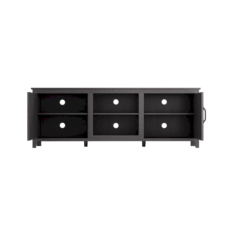 Black 70.08 TV Stand with Doors & Open Compartments for 60 TVs