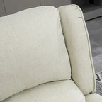 White Linen Wingback Recliner with Vibration Massage, Heat, Footrest