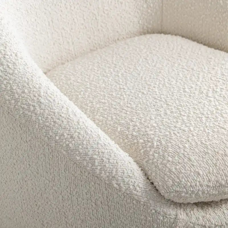 Cream White 31 Boucle Upholstered Barrel Chair with Swivel Base