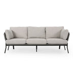 Modern 80.25 3-Seater Sofa with Flared Arms, Pillows, and Wood Legs