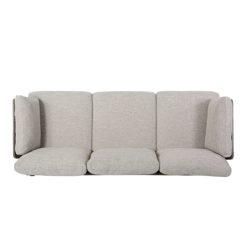 Modern 80.25 3-Seater Sofa with Flared Arms, Pillows, and Wood Legs