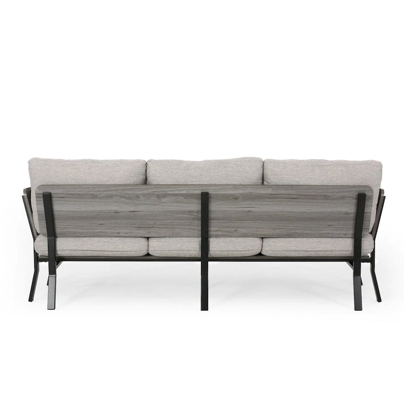 Modern 80.25 3-Seater Sofa with Flared Arms, Pillows, and Wood Legs