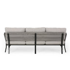 Modern 80.25 3-Seater Sofa with Flared Arms, Pillows, and Wood Legs