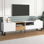 TV Stand with 2 Cabinets and Open Storage Compartment