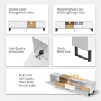 TV Stand with 2 Cabinets and Open Storage Compartment