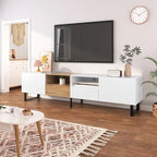 TV Stand with 2 Cabinets and Open Storage Compartment