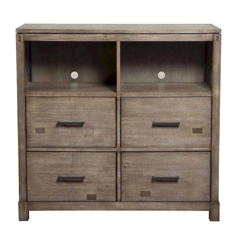 HomeRoots 42 Brown Solid Wood Open Shelving TV Stand - 40 x 41.5 x 18