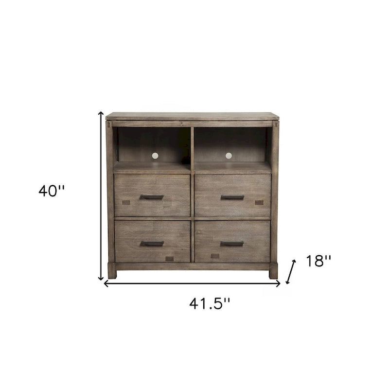 HomeRoots 42 Brown Solid Wood Open Shelving TV Stand - 40 x 41.5 x 18