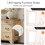 WAMPAT 53.5 Wide Farmhouse White Dresser TV Stand with Curved Edge Design and Wide Chests of Drawers