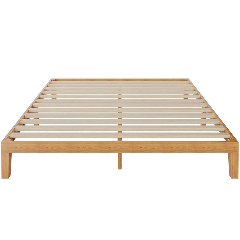 Queen Size Solid Wood Platform Bed with 1000lb Capacity & Storage