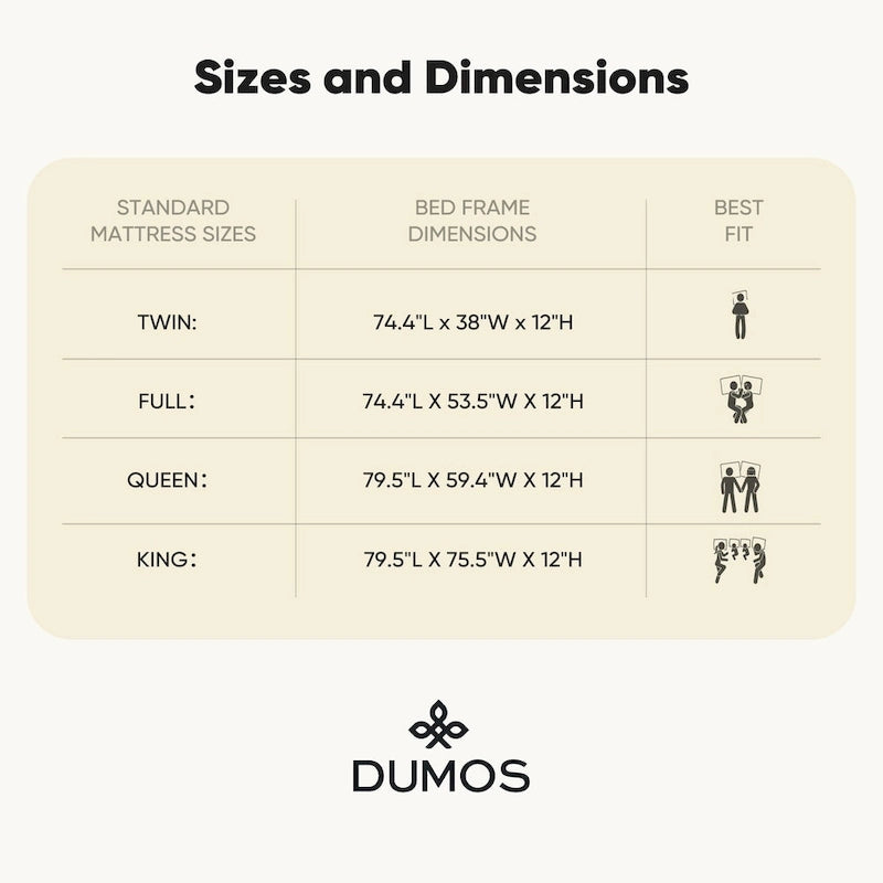 Queen Size Solid Wood Platform Bed with 1000lb Capacity & Storage