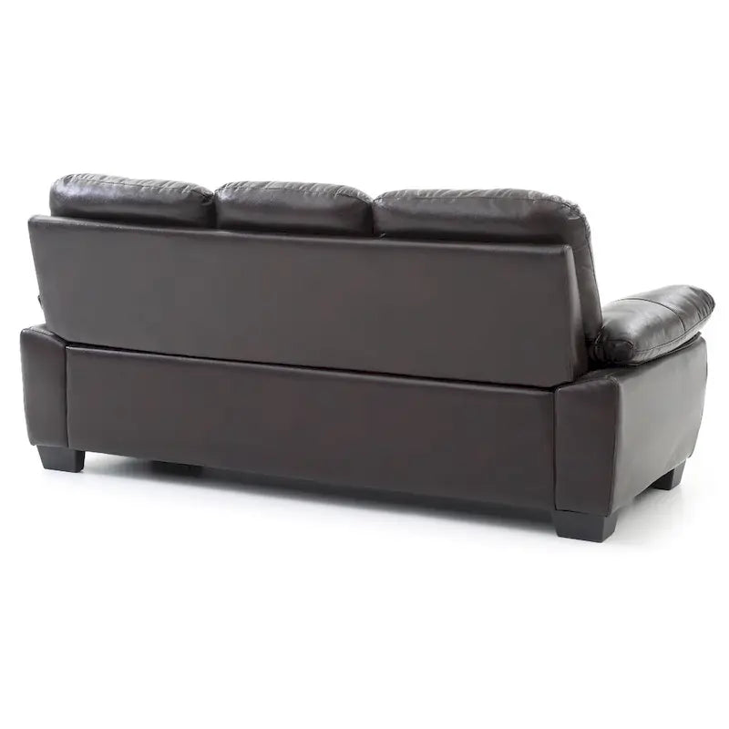 Flared Arm Faux Leather Straight Sofa - 78 - Dark Brown