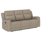 Krio Manual Recliner Sofa, 80 Inch Modern Taupe Brown Faux Leather