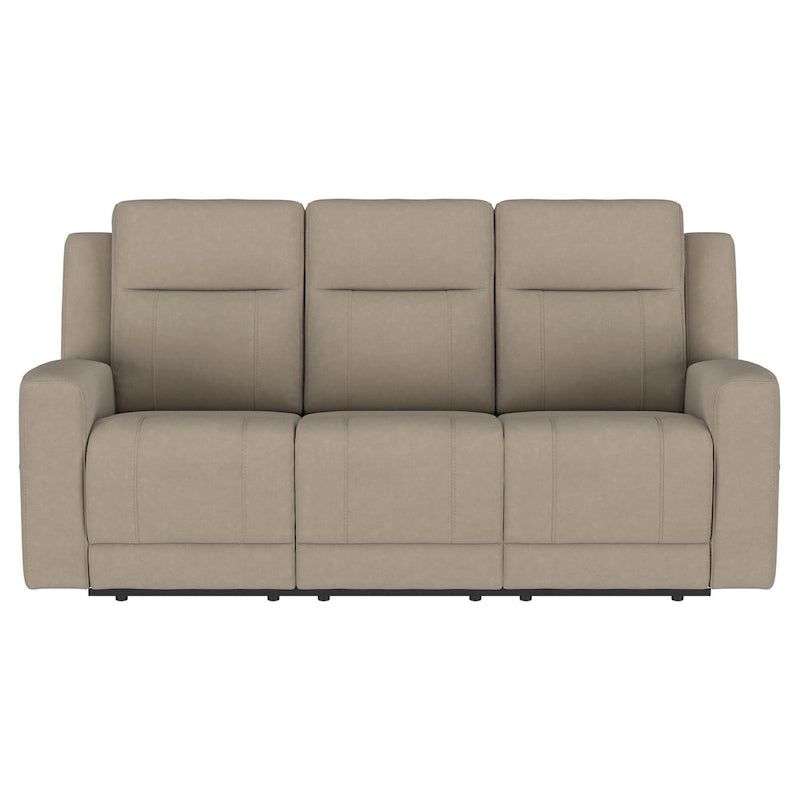 Krio Manual Recliner Sofa, 80 Inch Modern Taupe Brown Faux Leather