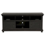 Ayne TV Stand Media Cabinet, 2 Doors and 4 Shelves, Black Wood 60 Inch