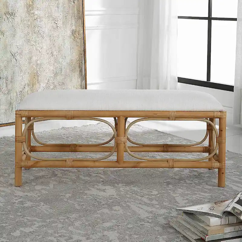 Rattan Wrapped Rectangular Bench - 48