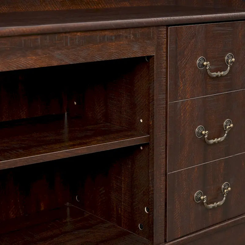 Traditional Rustic Farmhouse TV Stand with 6 Drawer, 4 Storage Shelf and Cable Management For Living Room Bedroom