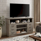 Traditional Rustic Farmhouse TV Stand with 6 Drawer, 4 Storage Shelf and Cable Management For Living Room Bedroom