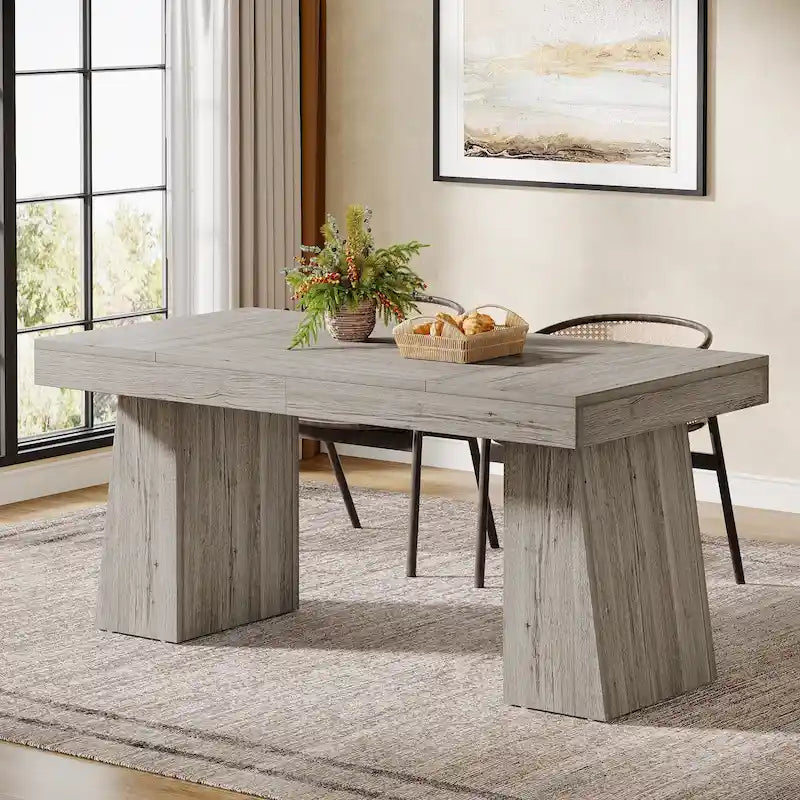 55-Inch Dining Table for 4-6, Rectangular Dining Room Table with Sturdy Legs
