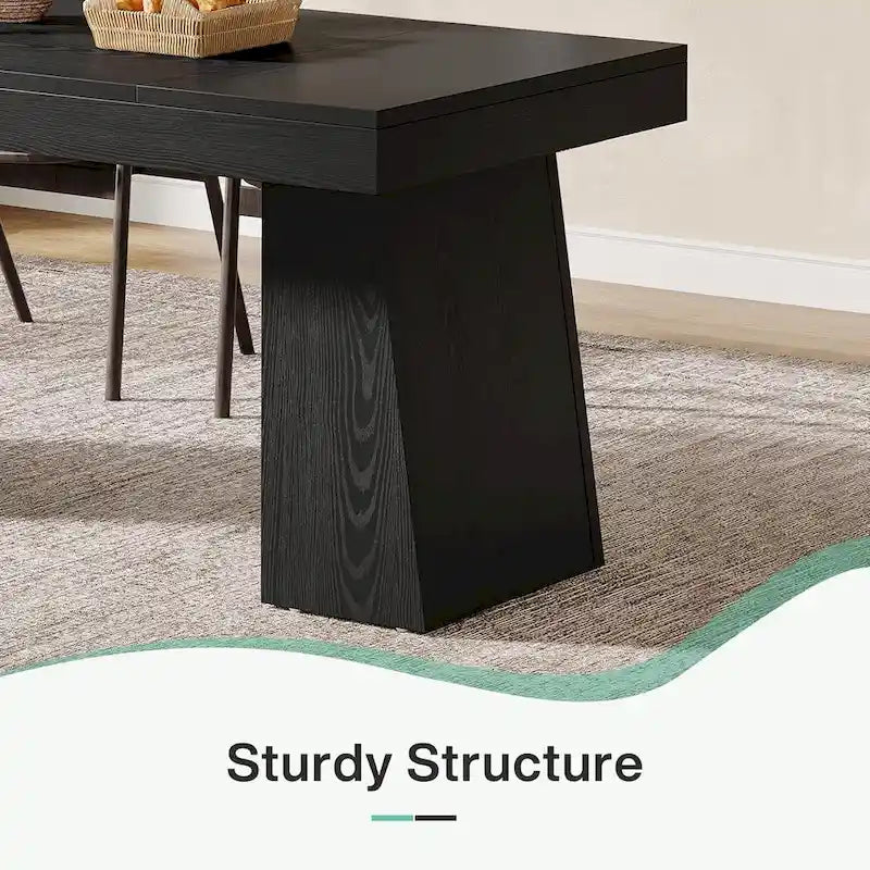 55-Inch Dining Table for 4-6, Rectangular Dining Room Table with Sturdy Legs
