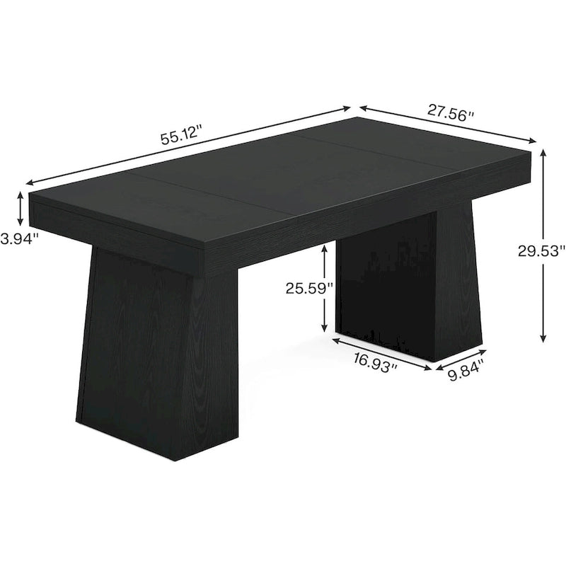 55-Inch Dining Table for 4-6, Rectangular Dining Room Table with Sturdy Legs