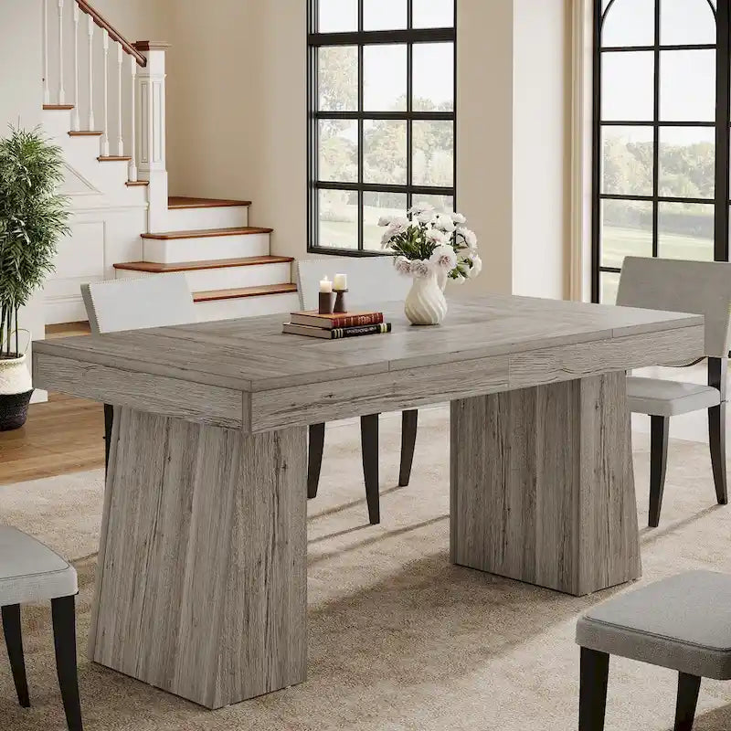55-Inch Dining Table for 4-6, Rectangular Dining Room Table with Sturdy Legs