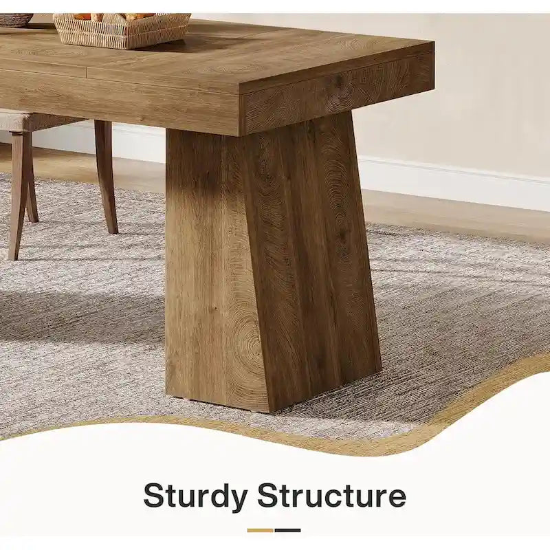 55-Inch Dining Table for 4-6, Rectangular Dining Room Table with Sturdy Legs
