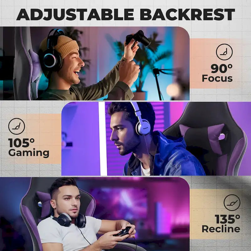 Gaming Chair, Ergonomic Computer Chair Height Adjustable Swivel Video Game Chair for Adults, 300lb Max