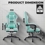 Gaming Chair, Ergonomic Computer Chair Height Adjustable Swivel Video Game Chair for Adults, 300lb Max