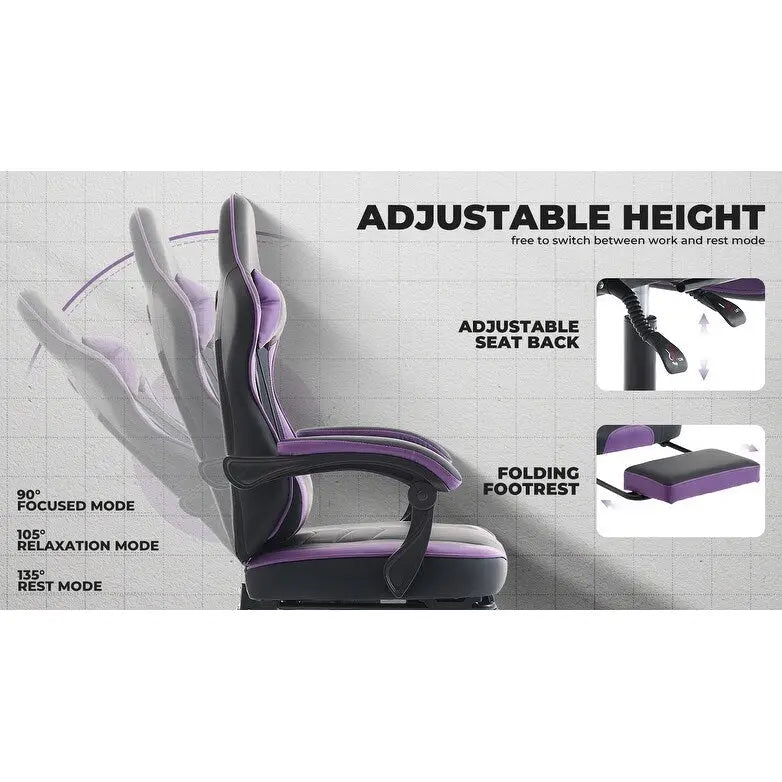 Gaming Chair, Ergonomic Computer Chair Height Adjustable Swivel Video Game Chair for Adults, 300lb Max