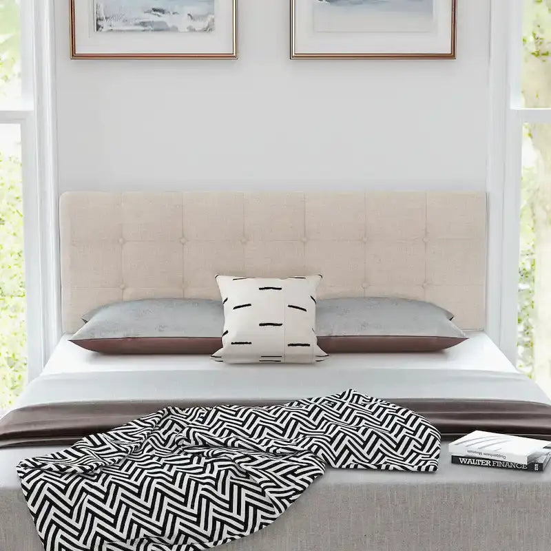 Full/Queen Size Headboard Linen Fabric Upholstered Button Tufted