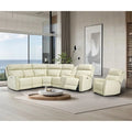 104 W 6 Seater Genuine Leather Power Sectional and 39 W Recliner Set with Zero Gravity, USB Ports, 2 stationaryarmlesschairs