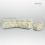 104 W 6 Seater Genuine Leather Power Sectional and 39 W Recliner Set with Zero Gravity, USB Ports, 2 stationaryarmlesschairs