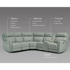 104 W 6 Seater Genuine Leather Power Sectional and 39 W Recliner Set with Zero Gravity, USB Ports, 2 stationaryarmlesschairs