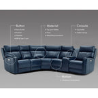 104 W 6 Seater Genuine Leather Power Sectional and 39 W Recliner Set with Zero Gravity, USB Ports, 2 stationaryarmlesschairs