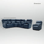 104 W 6 Seater Genuine Leather Power Sectional and 39 W Recliner Set with Zero Gravity, USB Ports, 2 stationaryarmlesschairs