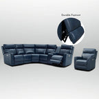 104 W 6 Seater Genuine Leather Power Sectional and 39 W Recliner Set with Zero Gravity, USB Ports, 2 stationaryarmlesschairs